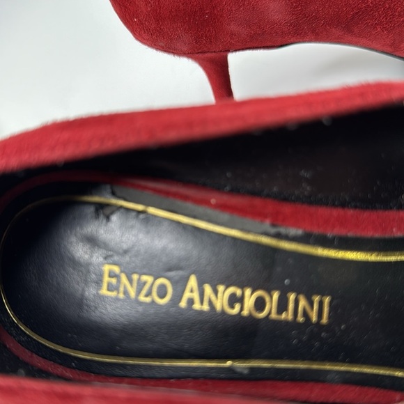 Enzo Angliolini Red Suede Kitten Heels - Picture 9 of 11